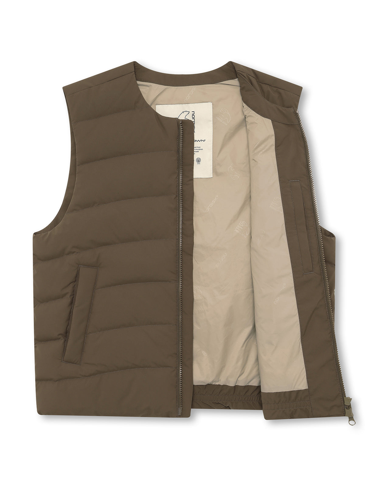 UNI ALMOND LIGHTWEIGHT CRYSTAL DOWN VEST